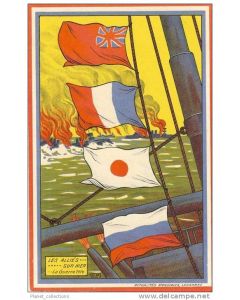 CPA Guerre 1914-18 - Les Alliés sur Mer Drapeaux
