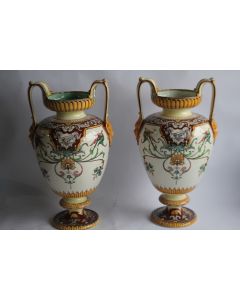 SARREGUEMINES Paires vases Renaissance XIXe siècle