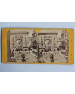 Photographie Vue stéréo Rue et Porte Saint-Denis Paris