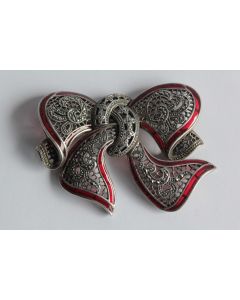Broche trembleuse argent marcassites et émaux plique à jour