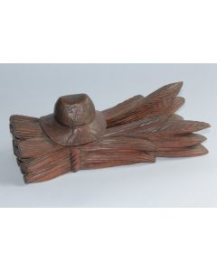 Encrier porte-plumes bois Gerbe de blé Art populaire