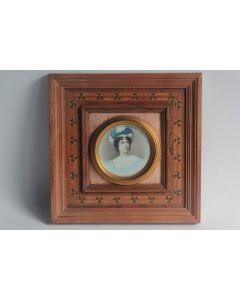 Peinture miniature ivoire Portrait Femme XIXe siècle