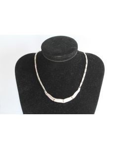 Collier argent massif nacre rose