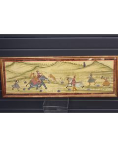 Peinture sur soie Chasse aux tigres Inde