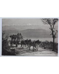 CPA Suisse St Cergue La Poste et le Mont-Blanc Attelage