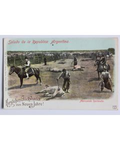 CPA Argentine Saludo de la Republica Argentina Marcando Hacienda