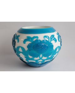 Vase verre overlay Chrysanthèmes Pékin Chine