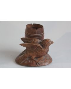 Porte allumettes pyrogène bois sculpté Oiseau Art populaire Forêt Noire