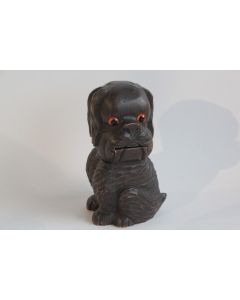 Briquet de table Chien bois sculpté Art populaire Forêt noire
