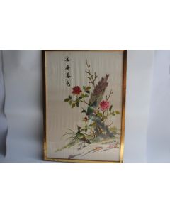 Tableau Soie brodée Paons Chine