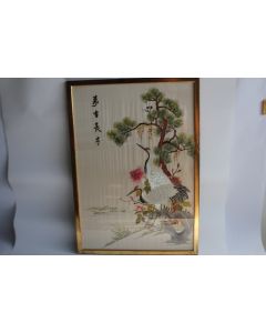 Tableau Soie brodée Grue Chine