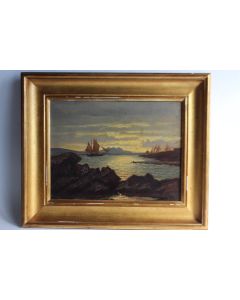 Tableau peinture Bord de mer Bateau Adolphe POTTER XIXe siècle