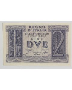 Billet 2 Lire Italie 1939 neuf