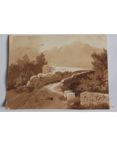 François DIDAY Dessin original à l'encre sépia Suisse