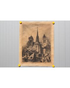 Gravure eau-forte Annette Versel Cathédrale Saint-Pierre Genève Suisse