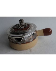 Casserole terre vernissée métal argenté Victor Saglier