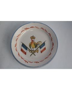 Assiette révolutionnaire faïence Coq drapeaux français