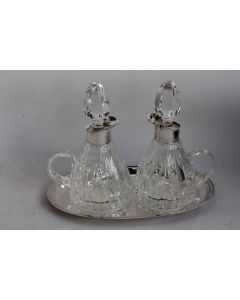 Huilier vinaigrier cristal et argent