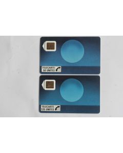 Télécartes à puce France Soleil bleu 50U et 120U SO2 1988
