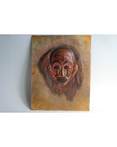 Tableau cuivre repoussé TSHIBANGU Masque africain