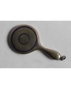 Petit miroir face à main de poupée argent émaillé