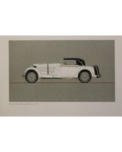Gravure piqûre sur bois Mercedes-Benz Kompressor-Sportwagen 1928