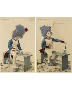 2 CPA militaria Patriotique enfant déguisé en soldat