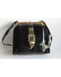 Sac à main Jean-Claude JITROIS cuir vernis noir vintage
