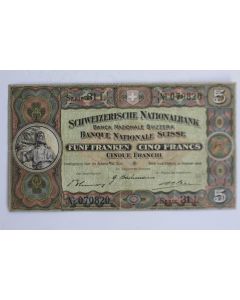 Billet 5 Francs 1946 Suisse