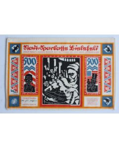 Billet tissu 500 Mark 1922 Bielefeld Allemagne