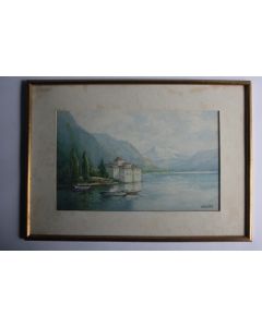 Tableau Aquarelle Isidore ROSENSTOCK Château de Chillon