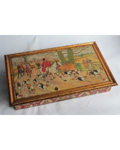 Boîte à biscuit tôle lithographiée Huntley Palmers Chasse Cecil Aldin