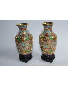 Paire vases émaux cloisonnés Chine
