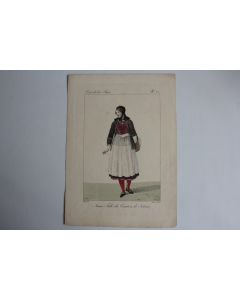 Gravure Jeune fille Canton Soleure GATINE Suisse XIXe siècle