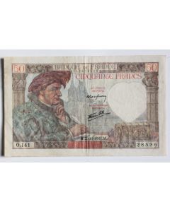 Billet 50 Francs Jacques Coeur type 1941 France 20-11-1941