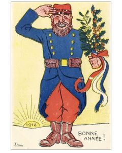 CPA illustrée Soldat Guerre 1914-18 Bonne Année 1916