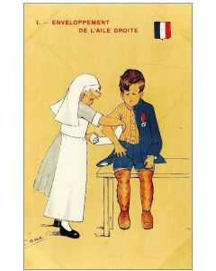 CPA illustrée ZANE Guerre 1914-18 Infirmière Croix rouge Soldat amour