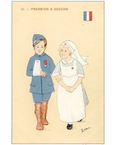 CPA illustrée ZANE Guerre 1914-18 Infirmière Croix rouge Soldat amour