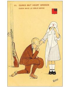 CPA illustrée ZANE Guerre 1914-18 Infirmière Croix rouge Soldat amour