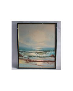 Tableau Peinture H. GAILEY Paysage marin Vagues Mer Océan
