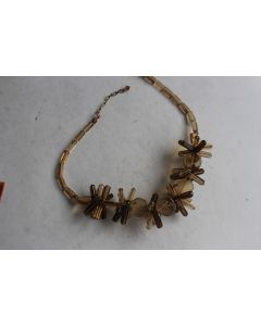 Collier vintage verre soufflé marron