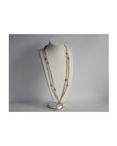 CHANEL Collier sautoir Loupe cristaux perles vintage 1980