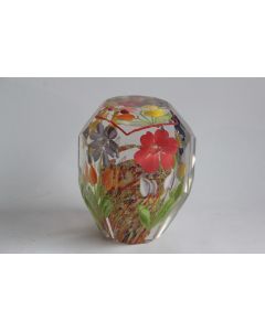 Presse-papier sulfure cristal facetté Fleurs