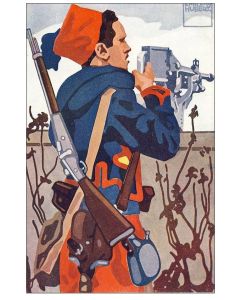 CPA illustrée Émile HUBERT Suisse Guerre 1914-18 N°1 Mitrailleur