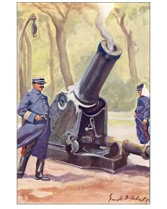 CPA illustrée Émile HUBERT Suisse Guerre 1914-18 N°4 Soldats au canon Artillerie