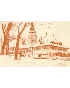 CPA illustrée A. TIECHE Exposition Suisse Berne 1914  Ausstellung Église