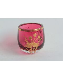 Ancien verre à liqueur cristal rubis émaillé or