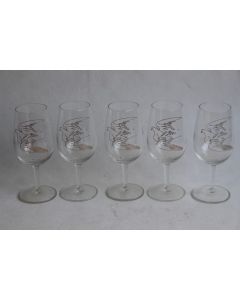 HANS ERNI 5 Verres à vin illustrés Colombe