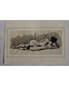 Dessin original Lavis Femme nue de dos Lieven 1961
