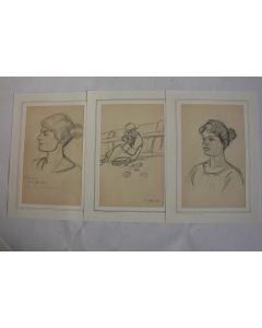 Dessins originaux Math. Lachenal 1923 Portraits de Marthe Eastbourne